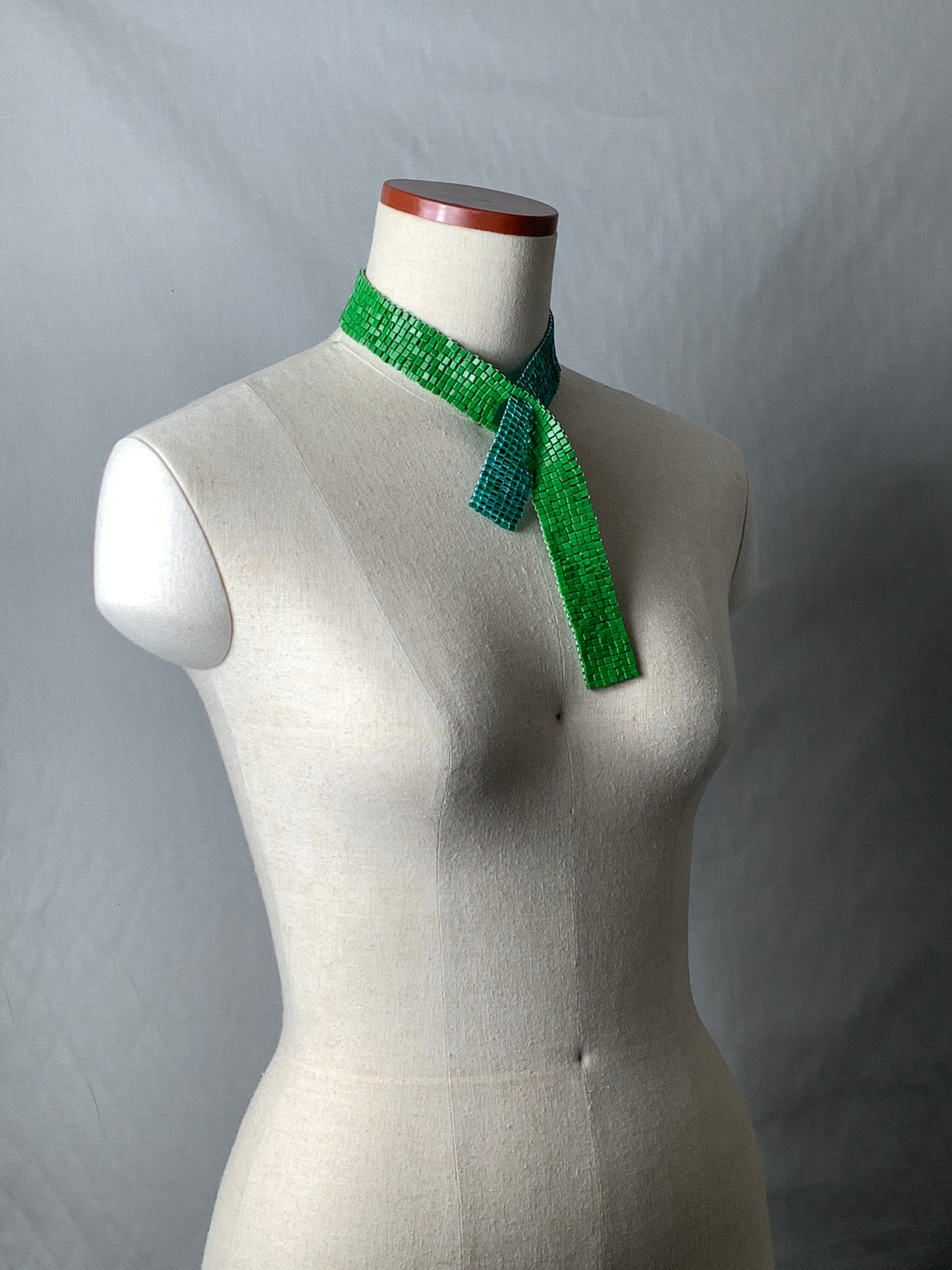 【受注販売】tie collar Square type B necklace paint green