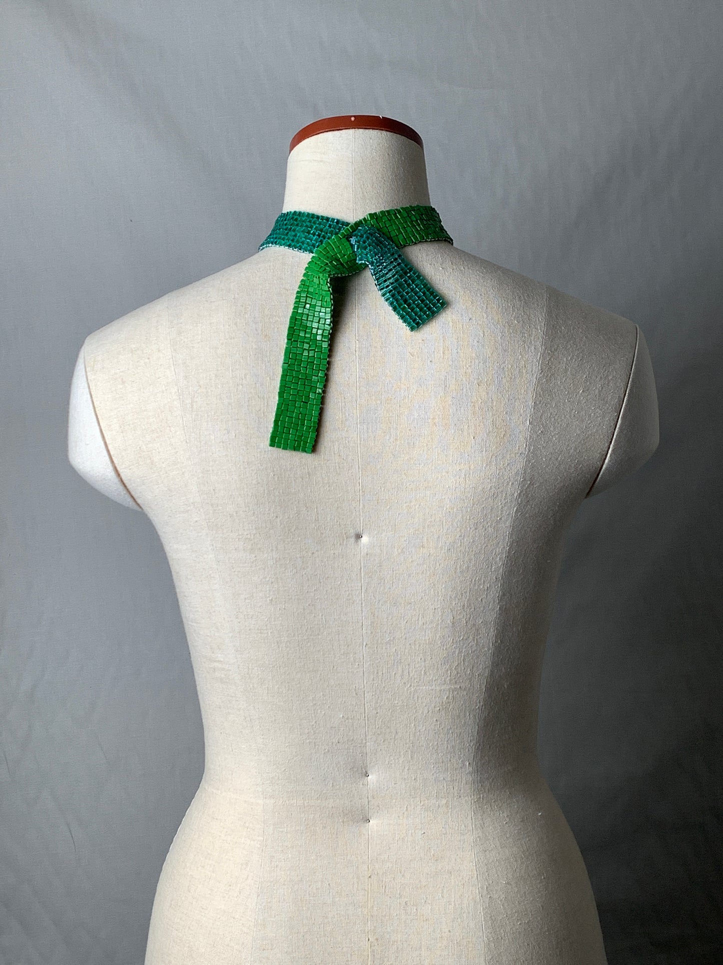 【受注販売】tie collar Square type B necklace paint green